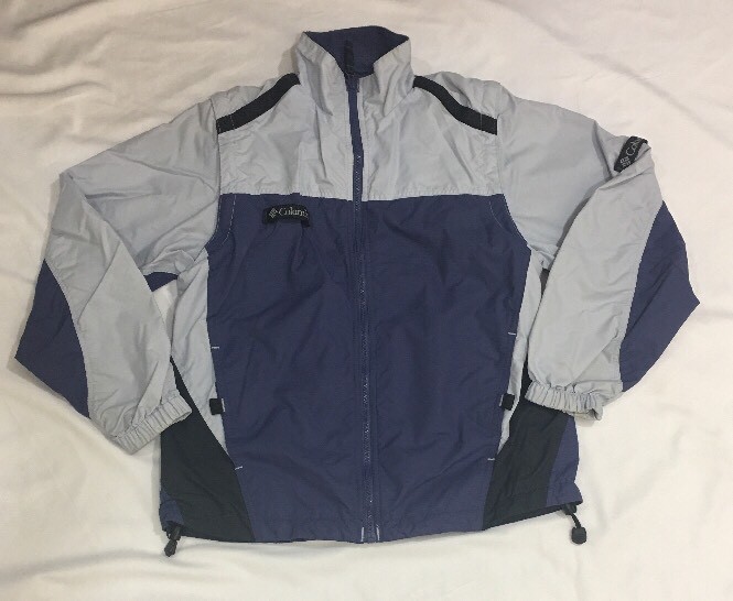 Womens Packable Columbia Spring Jacket Removable Sleeves Lightweight Blue  Small