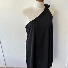 SHEIN One Shoulder Shift Dress Womens Large Black Tie Shoulder LBD