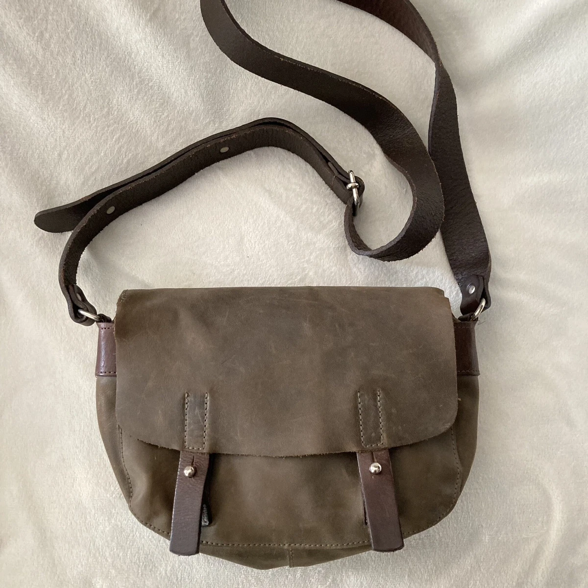m0851 Flap Saddle Crossbody Bag Dark Olive Green Leather Shoulder