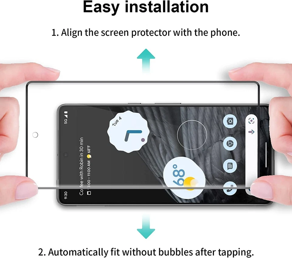 Protector de pantalla de vidrio templado cobertura completa para Google Pixel 7 Pro Foto 4 de 4