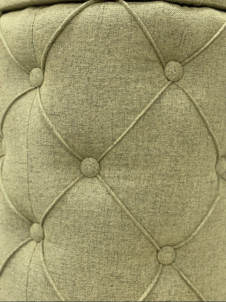 Hocker YAPAK Polsterhocker mit Stoffbezug in Grün und Knopfheftung mit Stauraum - Bild 4 von 4