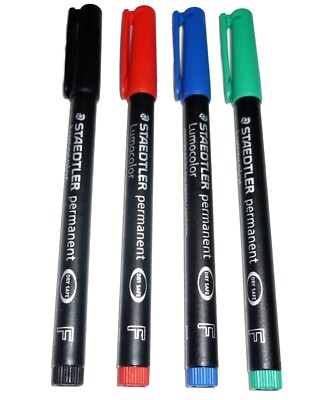 CD DVD Pen STAEDTLER permanent Lumocolor F 318 4 Farben Folienstift Fineliner