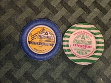 Vintage milk bottle cap Lynworth Farms 2 KINDS Fulton NY Lot=2