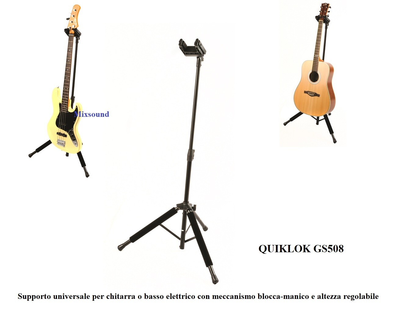 QUIK LOK GS/508 SUPPORTO UNIVERSALE PER CHITARRA BASSO SISTEMA AUTO-BLOCCAGGIO