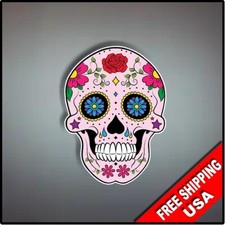 Mexican Rose Pink Sugar Skull 4" x4.25" Vinyl Decal Car Window Laptop