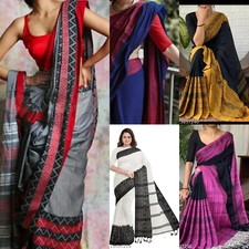 Women'S Khadi Cotton Saree with Running Blouse