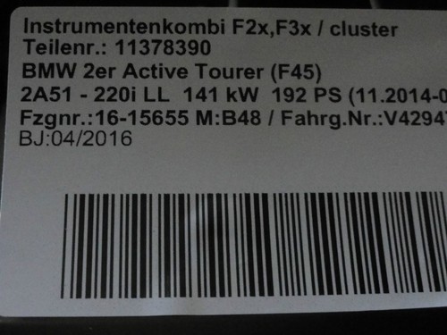 BMW F45 F46 F48 F49 INSTRUMENTENKOMBI INSTRUMENT CLUSTER KMH BENZIN PETROL HUD - Bild 4 von 4