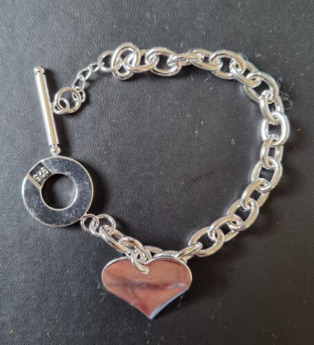 925 STERLING SILVER FILLED FINE DROP HEART PENDANT BRACELET & FREE GIFTBOX.