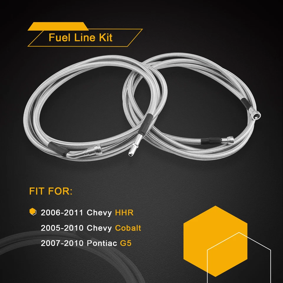 Kit de línea de combustible y gas QFF0015SS líneas de reparación completas para 05-10 Chevy Cobalt Hhr G5 Foto 2 de 4