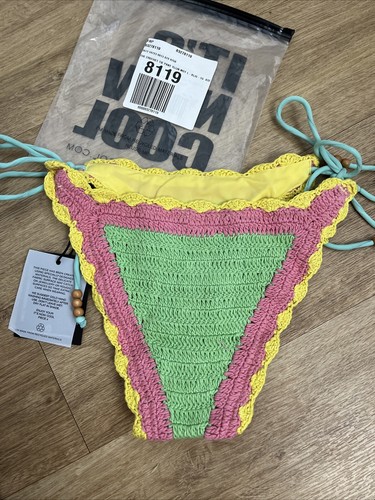 Free People It's Now Cool The Crochet Yellow Tie Bikini Bottoms UK L/XL RRP £78 - Picture 8 of 10