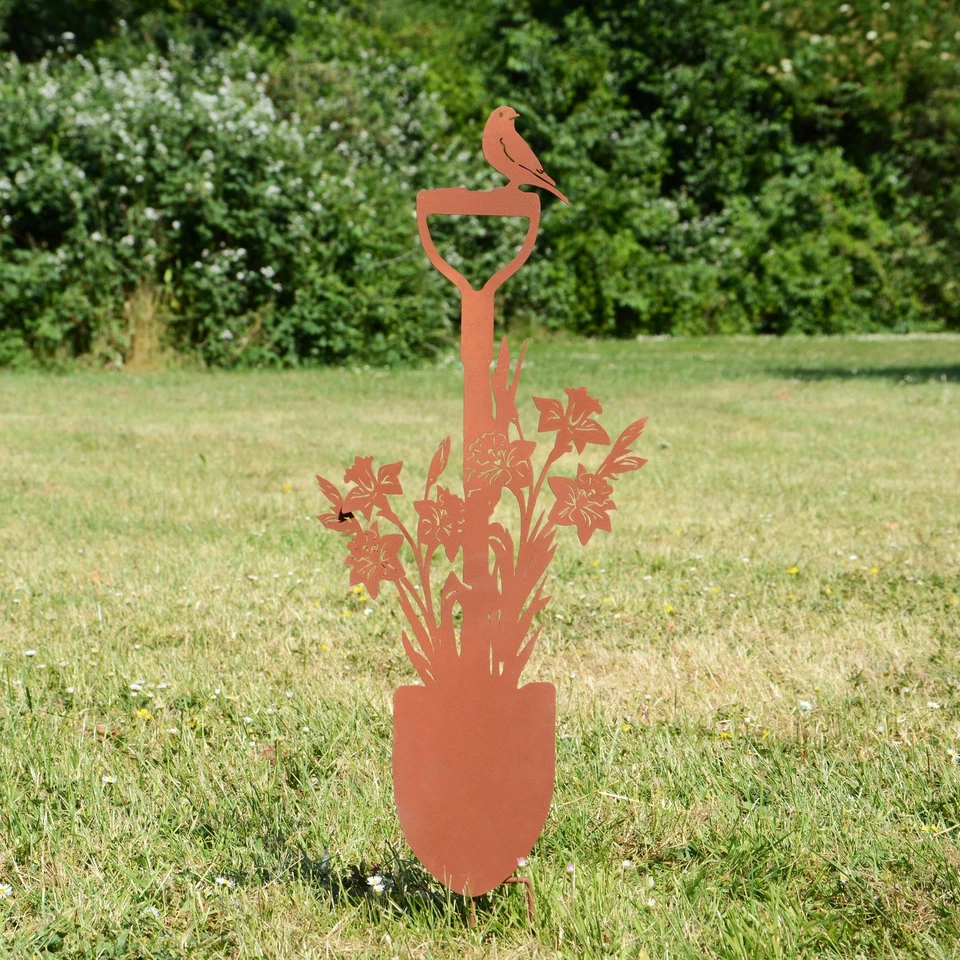 UNUS® Gartendeko Gartenstecker aus Edelrost Metall Spaten - Bild 4 von 4