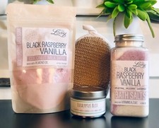 Black Raspberry Vanilla Bath Set Vegan Natural Coconut Milk Bath Essential Oil