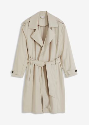 Trenchcoat Gr. 40 Beige Damen Jacke Mantel Coat Anorak Neu