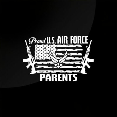US Air Force Parents Vinyl Die Cut Car Decal Sticker American Flag & Gun 7''(w)