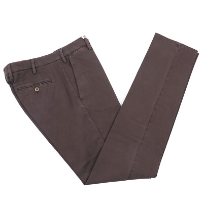Luigi Borrelli Slim-Fit Chocolate Brown Heavier Twill Cotton Pants Chinos 30 NWT