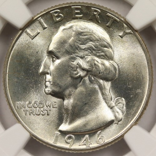1946-D/D 25c Washington Quarter FS-501 NGC MS66 Pop 3/0 - Imagen 3 de 4