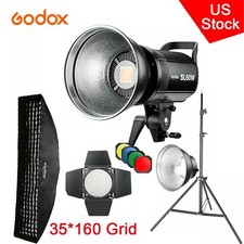 US Godox SL-60W LED Studio Video Light 35 160cm Grid Softbox Stand Barndoor Kit