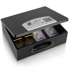 Portable Metal Safe Box with Digital Code Lock,Fire Resistant Storage for Doc...
