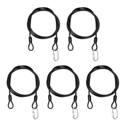 5Set 1/8'' Dia 3.3ft Security Steel Cable with Loops Black + Quick Links