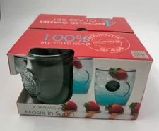 San Miguel Authentic 100% Recycled Glass Embossed Drinking Cup 4"