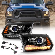 Fit For 2009-2018 Dodge Ram 1500 2500 3500 Black Projector Headlights W Led Drl Fit For 2009-2018 Dodge Ram 1500 2500 3500 Black Projector Headlights W Led Drl
