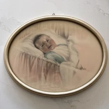 Vintage Bessie Pease Gutmann “Miss Flirt”Oval 15x12