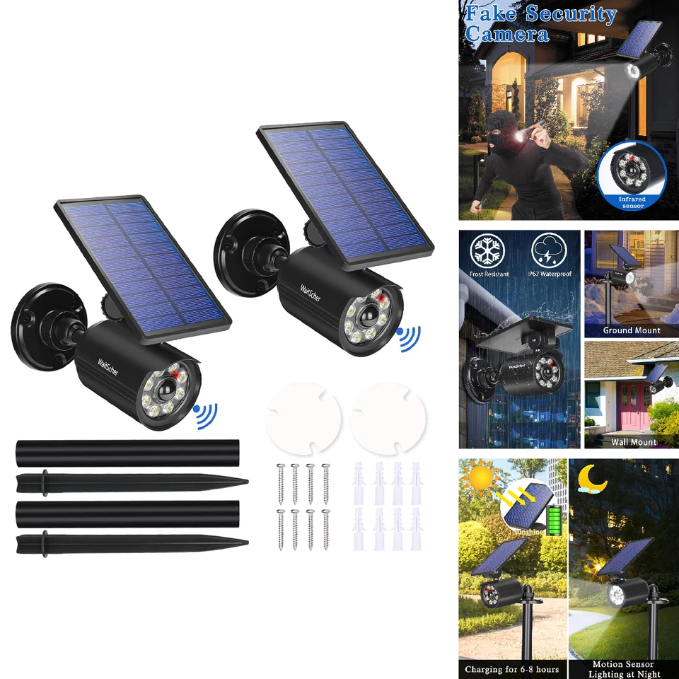 WaitScher M-FSC-12 Solar Motion Lights IP67 3600mAh Waterproof Spotlight 2 Pack - Image 1 of 4