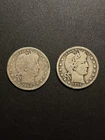 Lot of 2 Barber Silver Quarters 1908 1916-D