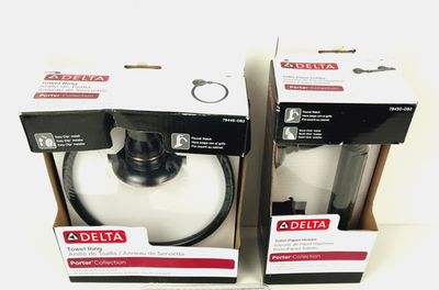 #ad DELTA Porter Collection Towel Ring amp; Toilet Paper Holder Oil Rubbed Bronze NEW $34.95