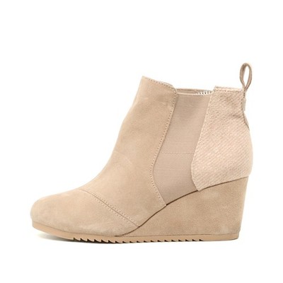 TOMS Damen Wedge Boot Stiefelette Beige Atmungsaktiv Stiefeletten EU 37.5