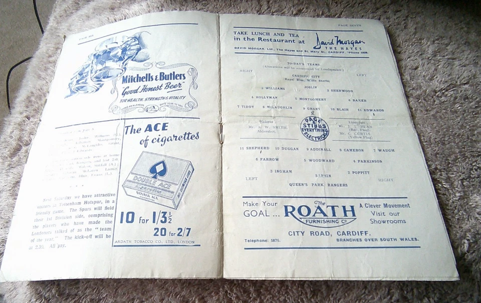 Cardiff City v Queens Park Rangers - 20th Jan 1951 - Image 2 of 3