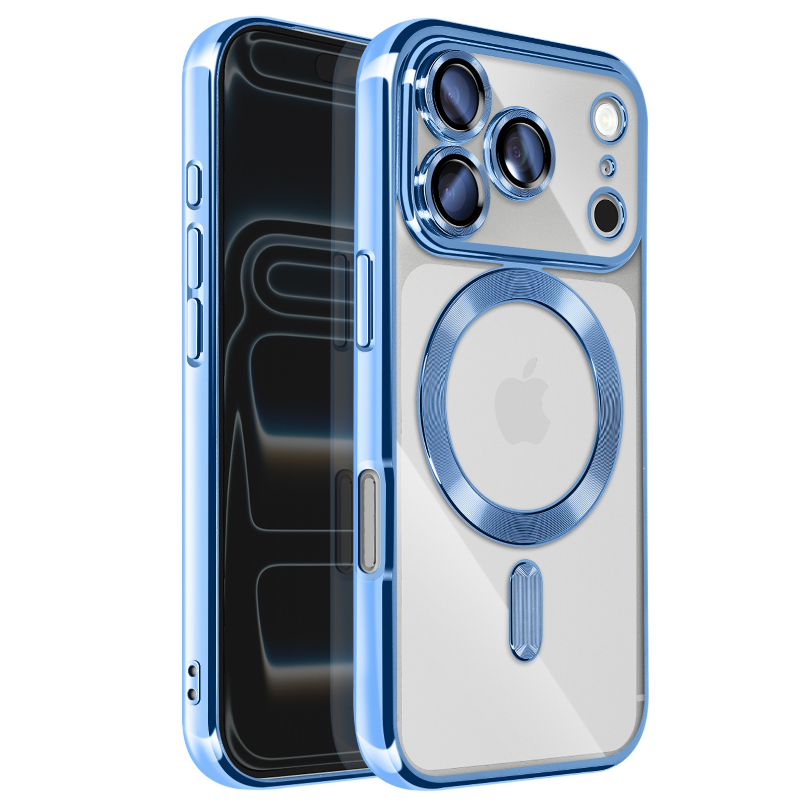 Coque iPhone 17 Pro cadre chrome antichoc compatible charge magnétique