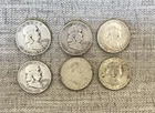 Lot of 6 Franklin Half Dollars 1948–1952 – 90% Silver – 5 “D” Mint Marks