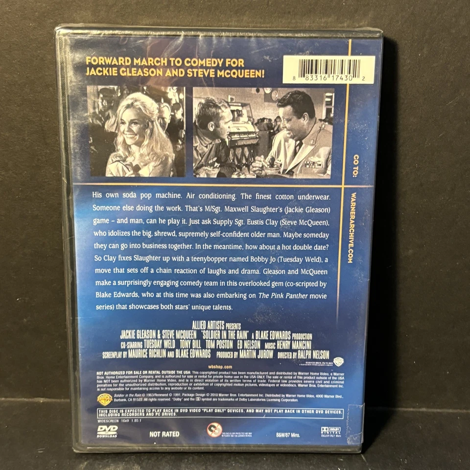 SOLDIER IN THE RAIN (1963) Sealed Comedy DVD JACKIE GLEASON Steve McQueen WARNER - Image 2 of 2