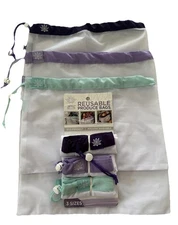 Lotus Reusable Produce Bags • Brand New • 2 Sets Of 3 • Small Medium Large