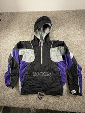 Vintage 90s Colorado Rockies MLB Baseball Windbreaker Jacket w/Hood Youth XL
