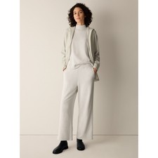 Eileen Fisher Women's Garment-Dyed Organic Cotton Terry Wide-Leg Pant, Plaster