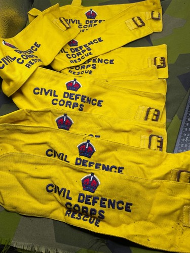 Original British Home Front Civil Defence Corps Kings Crown Army Bands x 10 - Picture 2 of 7
