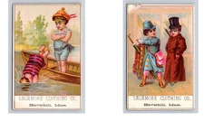 Lot of 2 Sagamore Clothing Co Haverhill Massachusetts Trade Card P343