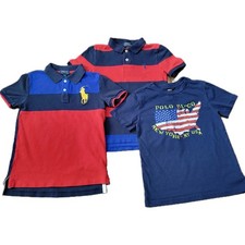 EUC Boys 3 Piece Polo Ralph Lauren Shirt Lot 6 Big Pony Navy Blue 100 Cotton
