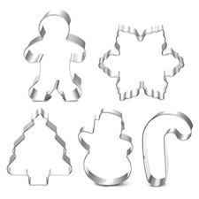 Christmas Cookie Cutter Set - 5 Piece Holiday Cookies Molds - Snowman, Christ...