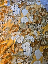 Vintage Berkshire Scarf Floral Print Brown Gold Orange 34" Square Italy
