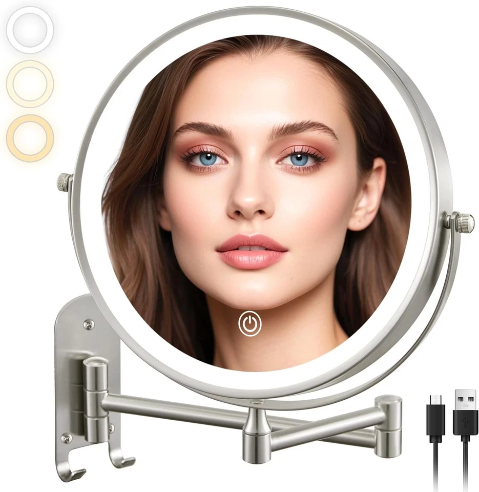 9" Rechargeable Lighted Makeup Mirror, 1X/15X Magnifying - Image 3 of 4