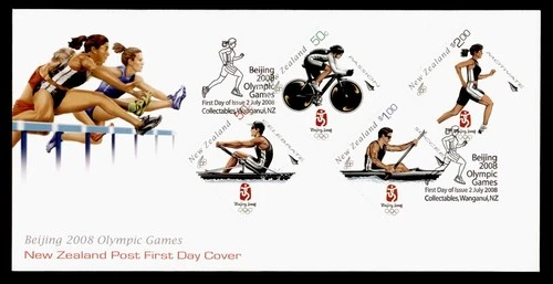 DR WHO 2008 NEW ZEALAND FDC OLYMPICS SPORTS COMBO $2 M79691