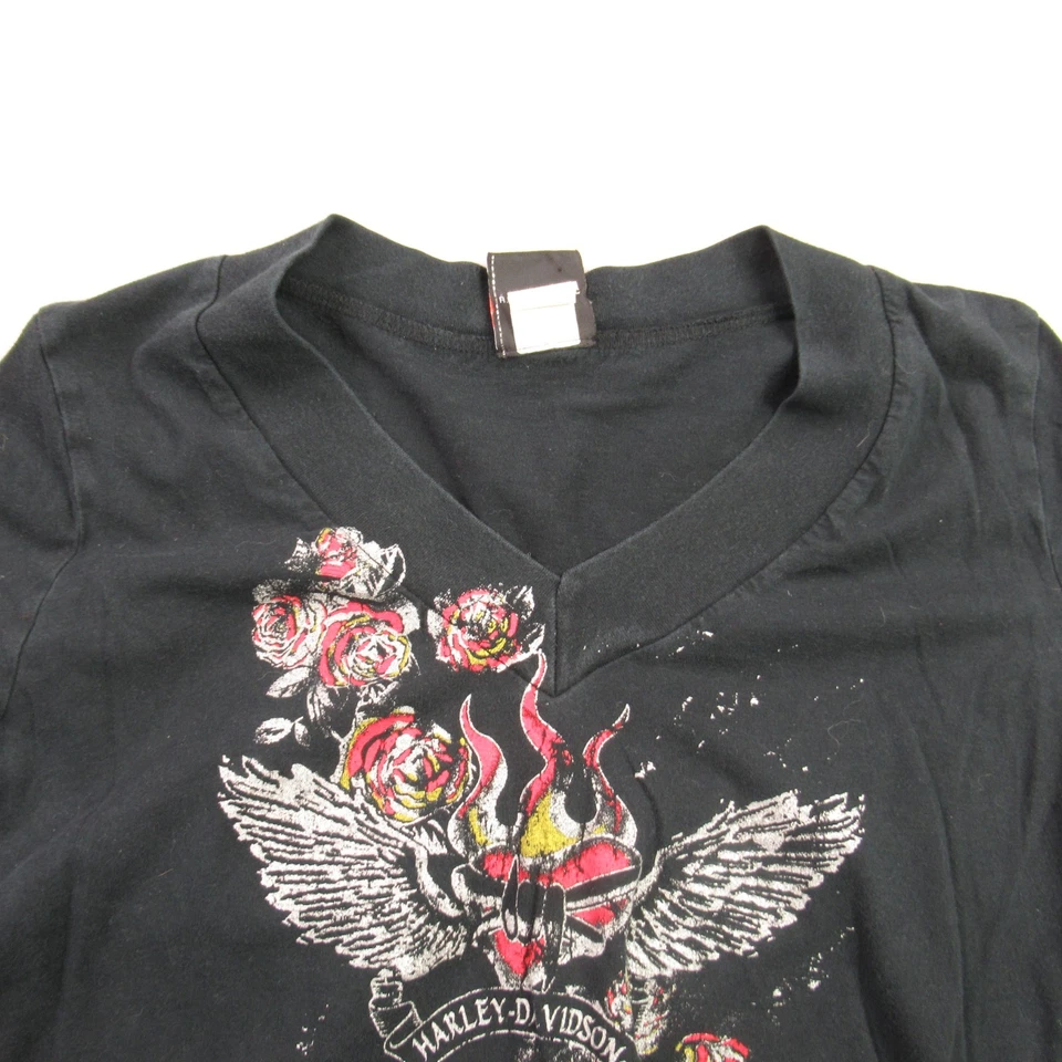 Harley Davidson Shirt Womens Small Long Sleeve V Neck Outdoor Lightweight Black - Image 3 of 4
