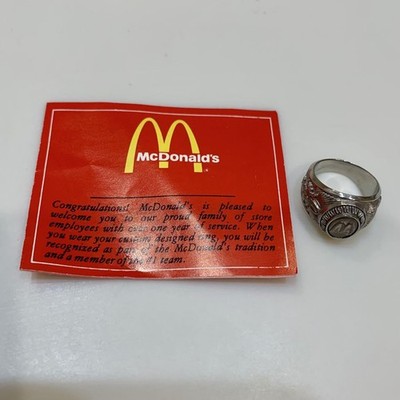 McDonald's Silver Company Employee Ring Vintage 1982 US Size 6 New