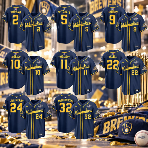 SUPER HOT Milwaukee Brewers 2026 World Series Champions Jersey Baseball Fan Gift