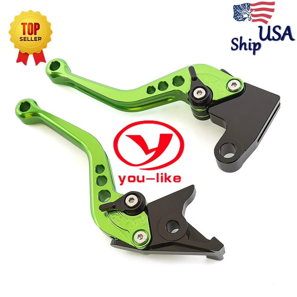 Palancas de embrague de freno cortas verdes CNC para Kawasaki VERSYS 1000 2015-2019 2018 2017 Foto 3 de 4