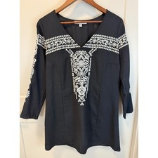 Abercrombie & Fitch Black Embroidered Tunic Mini Dress Sz Small Whimsigoth Boho