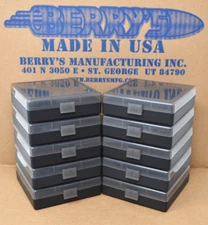 38 / 357 BERRY 10 x AMMO BOXES 100 ROUND STORAGE & RELOADING 10 x SMOKE /BLACK